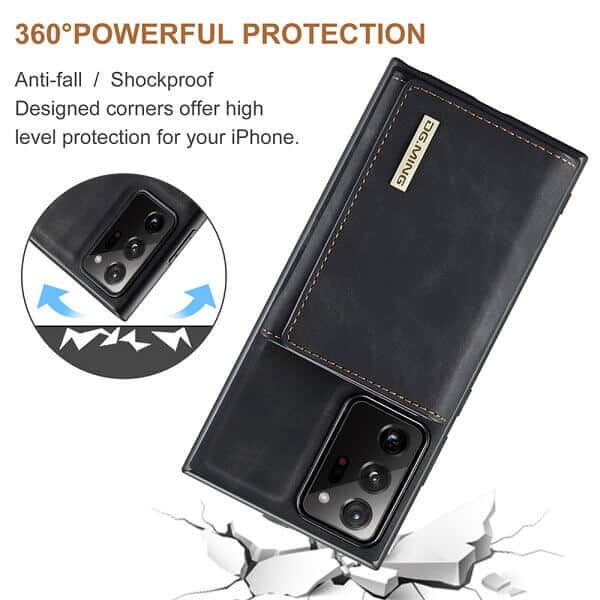 DG.MING For Samsung Galaxy Note 20 Ultra Premium Trifold Wallet Leather Case With 2-in-1 Magnetic Detachable Card Holder Pocket Cover - Black DG.MING For Samsung Galaxy Note 20 Ultra Premium Trifold Wallet Leather Case With 2-in-1 Magnetic Detachable Card Holder Pocket Cover - Black